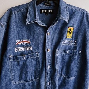 America Perry Ellis racing denim shirt